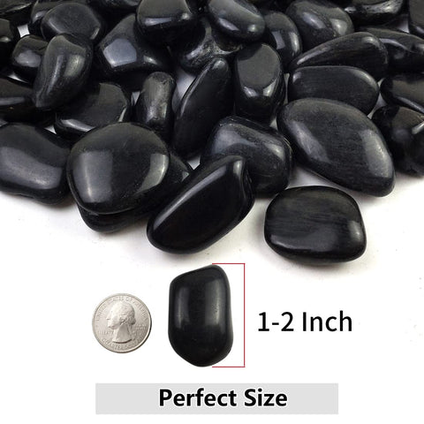 Polished Black Pebbles - 1-2 Inch