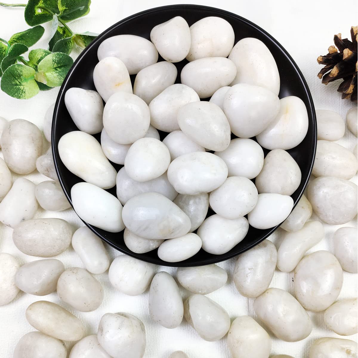 Polished White Pebbles - 0.7-1.2 Inch