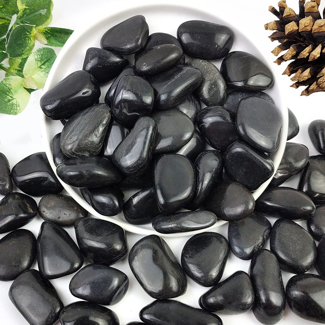 Polished Black Pebbles - 0.7-1.2 Inch