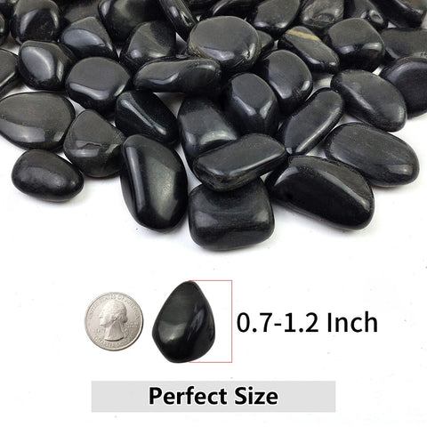 Polished Black Pebbles - 0.7-1.2 Inch