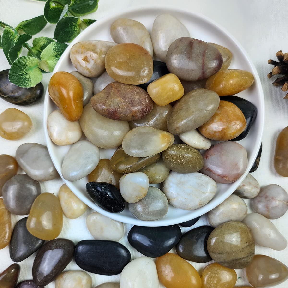 Polished Mixed Color Pebbles - 0.7-1.2 Inch